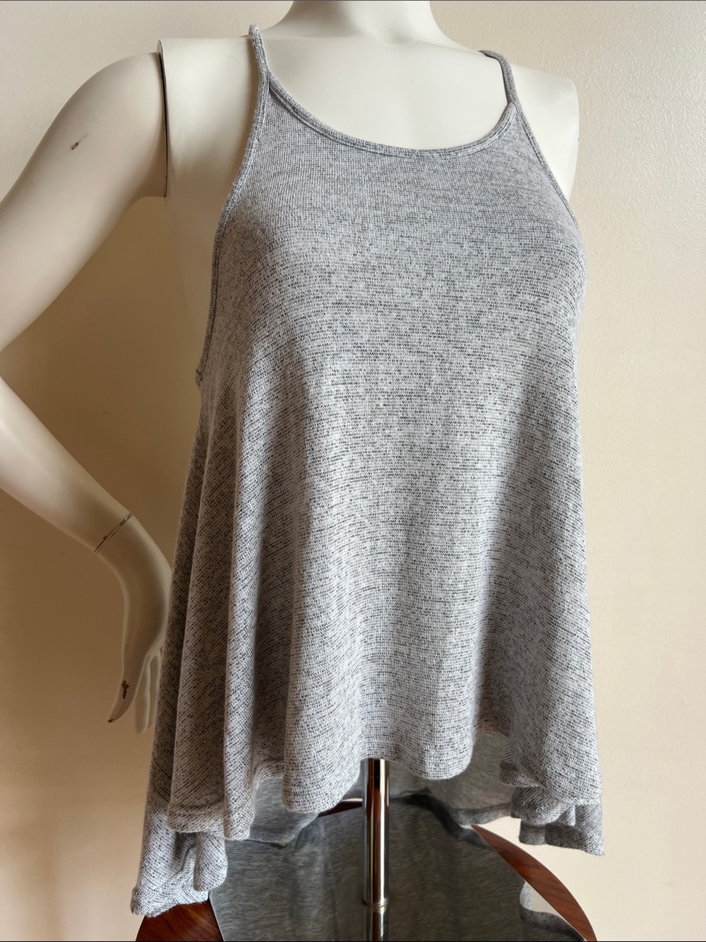 Acemi racerback Gray Tank Top - Flowing Spaghetti Strap Camisole made in the USA